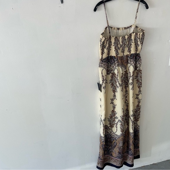 NEW Lulus Charming Attitude Ivory Paisley Smocked Wide leg Jumpsuit 37634 - Picture 3 of 15